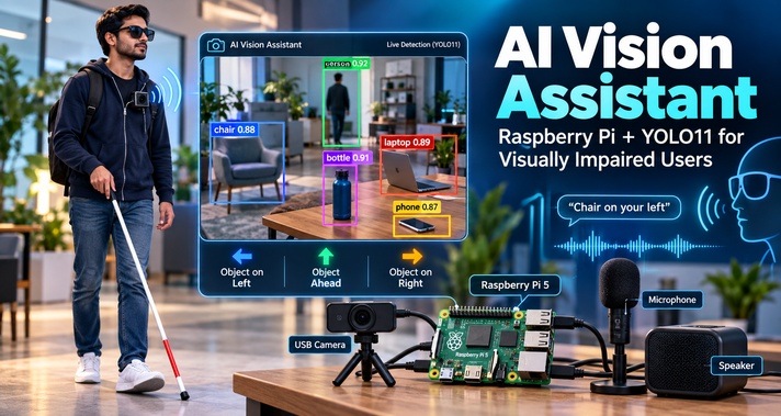 AI Vision Assistant using Raspberry Pi 5 and YOLO11 for real-time object detection to assist visually impaired people